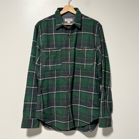 J.Crew Wallace & Barnes Men’s Green Plaid Flannel Shirt, 100% Cotton, Sz Medium - Picture 2 of 14
